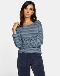 rvca, Countdown II Long Sleeve Knit Top, BLUE SLATE (blt) COUNTDOWN II AVJKT00159