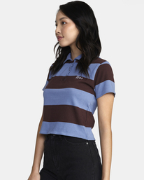4 Replay Cropped Polo Tee Blue AVJKT00202 RVCA