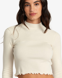 2 Saved Long Sleeve Long Sleeve Crop Top White AVJKT00219 RVCA
