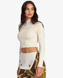 4 Saved Long Sleeve Long Sleeve Crop Top White AVJKT00219 RVCA