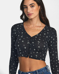 2 Homecoming Pointelle - Top a Maniche Lunghe da Donna Black AVJKT00259 RVCA
