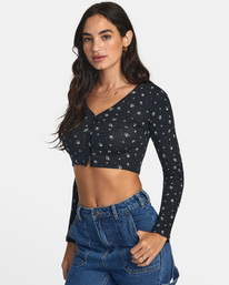 4 Homecoming Pointelle - Top a Maniche Lunghe da Donna Black AVJKT00259 RVCA