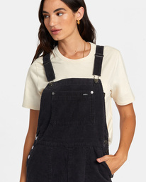 2 Succession Overall - Corduroy Dungarees for Women Black AVJNP00262 RVCA