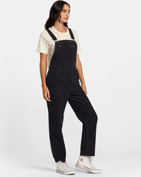 6 Succession Overall - Corduroy Dungarees for Women Black AVJNP00262 RVCA