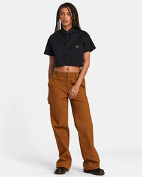3 Coco - Wide Leg Trousers for Women Brown AVJNP00266 RVCA