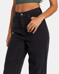 2 Coco - Corduroy Wide Leg Trousers for Women Black AVJNP00267 RVCA