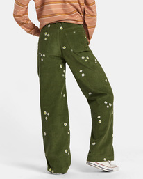 1 Coco Embroidered - Wide Leg Trousers for Women Green AVJNP00268 RVCA