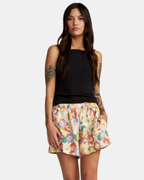 rvca, Linen Sawyer Elastic Waist Shorts, MULTI (mul) Linen Sawyer - Elasticated Shorts for Women AVJNS00139