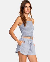 6 Houndstooth New Yume Drawcord Shorts Blue AVJNS00165 RVCA