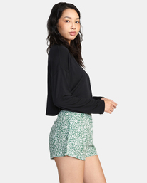 4 Sawyer Print Elastic Waist Shorts Green AVJNS00175 RVCA