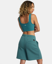 6 Rose Machado Baggy - Oversized Sweat Shorts for Women Green AVJNS00203 RVCA