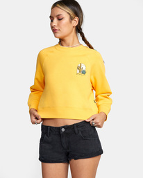 4 Oasis Crewneck Sweatshirt Yellow AVJSF00194 RVCA