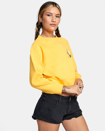 6 Oasis Crewneck Sweatshirt Yellow AVJSF00194 RVCA