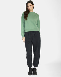 3 Script Crewneck Sweatshirt Green AVJSF00218 RVCA
