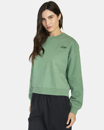 4 Script Crewneck Sweatshirt Green AVJSF00218 RVCA
