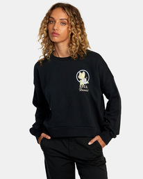 rvca, Hi Wish You Were Here Crewneck Sweatshirt, RVCA BLACK (rvb) HI WISH YOU WERE HERE CREW FLC AVJSF00240