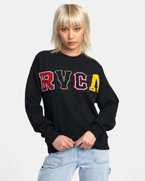 rvca, RVCA Letterman Sweatshirt, RVCA BLACK (rvb) RVCA LETTERMAN LS AVJSF00250