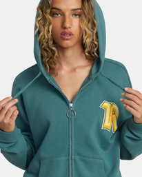 4 Rose Machado Thrift - Zip-Up Hoodie for Women Green AVJSF00253 RVCA