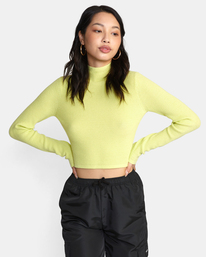 0 Après Sweater Long Sleeve Crop Top Yellow AVJSW00148 RVCA