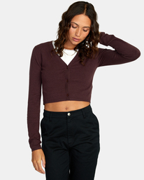 0 School Dance Cropped Cardigan Sweater Brown AVJSW00158 RVCA