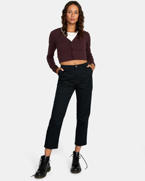 3 School Dance Cropped Cardigan Sweater Brown AVJSW00158 RVCA