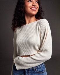 4 Raw Cropped Sweater White AVJSW00164 RVCA