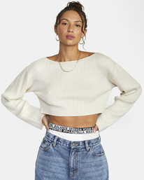 5 Raw Cropped Sweater White AVJSW00164 RVCA