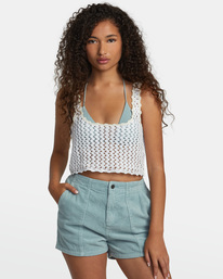 rvca, Railed - Haut court en crochet pour Femme, WHISPER WHITE (wpw) Railed - Crochet Crop Top for Women AVJSW00175