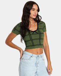 5 Betty - Knitted Crop Top for Women Green AVJSW00185 RVCA