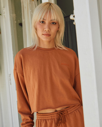 rvca, Test Drive Cropped Sweatshirt, AMBER (abe) Test Drive - Cropped Sweatshirt for Women AVJTO00134