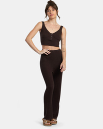 3 Swerve Henley Rib Knit Crop Top Brown AVJTO00141 RVCA