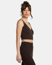 5 Swerve Henley Rib Knit Crop Top Brown AVJTO00141 RVCA