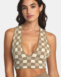 3 Fever Racerback Knitted Crop Top Grey AVJTO00150 RVCA