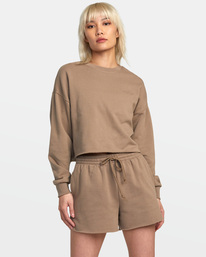 rvca, Test Drive - Short en molleton pour Femme, DARK KHAKI (dkh) Test Drive - Sweat Shorts for Women AVJWH00118