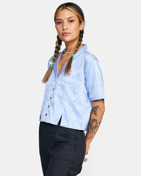 4 Vacay Button-Down Top Grey AVJWT00136 RVCA