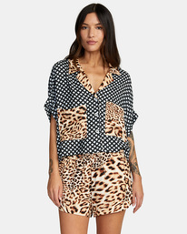 rvca, Speakeasy Button Down Top, MULTI (mul) SPEAKEASY TOP AVJWT00153