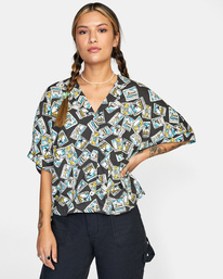 0 Speakeasy Button Down Top Black AVJWT00153 RVCA