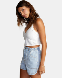 4 Sweetheart Cropped Tank Top White AVJWT00159 RVCA