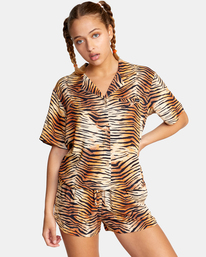 rvca, Wavy Button-Down Top, MULTI (mul) WAVY SHIRT AVJWT00165