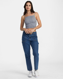 3 Houndstooth Revival Cropped Tank Top Blue AVJWT00173 RVCA