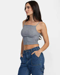 4 Houndstooth Revival Cropped Tank Top Blue AVJWT00173 RVCA