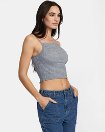 5 Houndstooth Revival Cropped Tank Top Blue AVJWT00173 RVCA