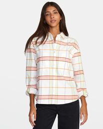 rvca, Rush Long Sleeve Flannel Shirt, WHISPER WHITE (wpw) RUSH FLANNEL AVJWT00178
