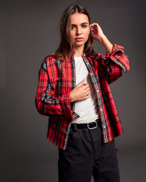 4 Notorious Long Sleeve Flannel Shirt Red AVJWT00182 RVCA