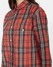 9 Notorious Long Sleeve Flannel Shirt Red AVJWT00182 RVCA