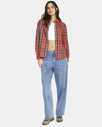 10 Notorious Long Sleeve Flannel Shirt Red AVJWT00182 RVCA