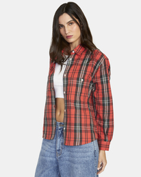 12 Notorious Long Sleeve Flannel Shirt Red AVJWT00182 RVCA