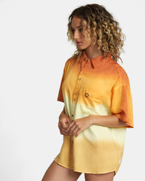 6 Rose Machado Swami Short Sleeve Shirt Yellow AVJWT00198 RVCA