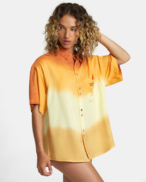 7 Rose Machado Swami Short Sleeve Shirt Yellow AVJWT00198 RVCA