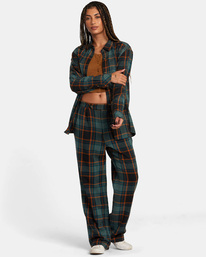 3 Mable Flannel Long Sleeve Shirt Black AVJWT00216 RVCA